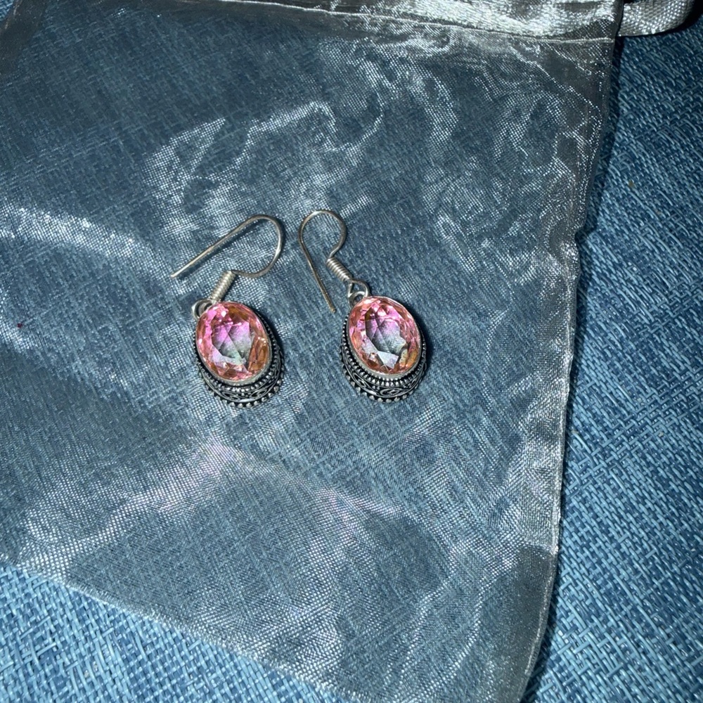 Elegant Pink Dangle Earrings sterling silver